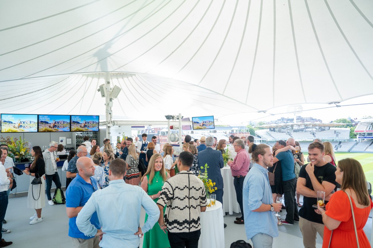 Crowd of guests enjoying the Lord Cricket Ground, London