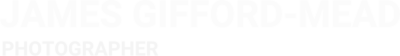 White text on a black background reads "JAMES GIFFORD-MEAD" with "PHOTOGRAPHER" below it in smaller font