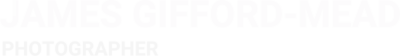 White text on a black background reads "JAMES GIFFORD-MEAD" with "PHOTOGRAPHER" below it in smaller font