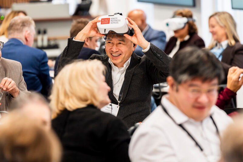 Person enjoying virtual reality at business event